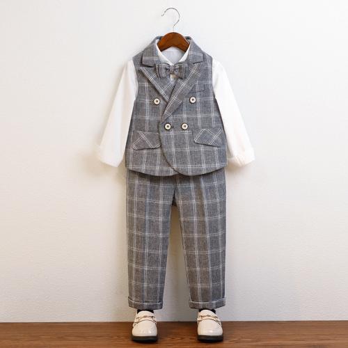 Viscose & Polyester Boy Clothing Set  plaid Set