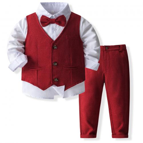 Baumwolle Junge Kleidung Set, Krawatte & Weste & Hosen & Nach oben, unterschiedliche Farbe und Muster für die Wahl,  Festgelegt