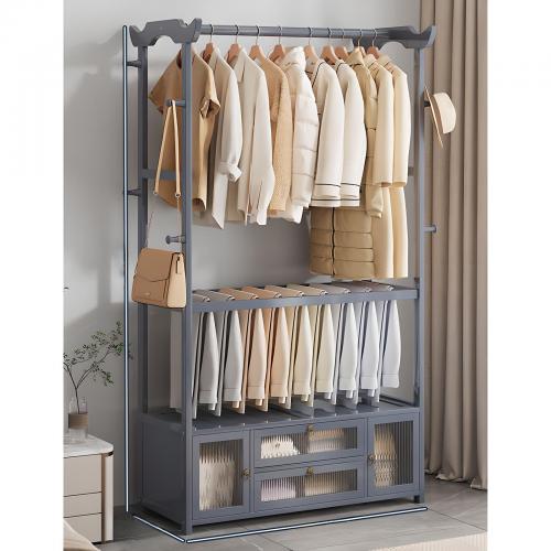 Moso Bamboo Multifunction Clothes Hanging Rack for storage gray PC