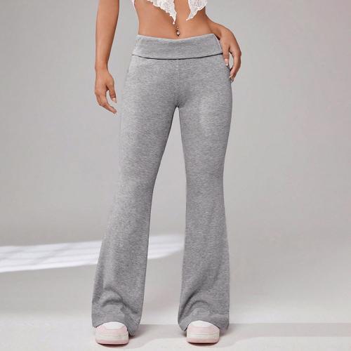 Polyester bell-bottom & High Waist Women Casual Pants Solid PC
