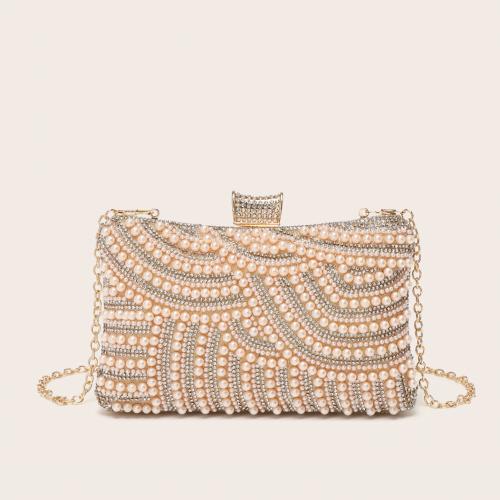 Plastic Pearl & Polyester Easy Matching Clutch Bag with chain & with rhinestone PC