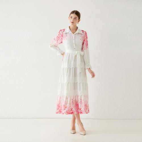 Polyester Einteiliges Kleid, Gedruckt, Floral, mehr Farben zur Auswahl,  Stück