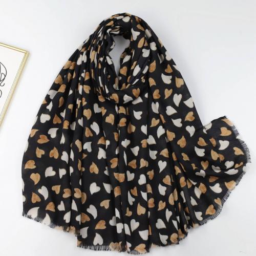 Polyester Easy Matching Women Scarf thermal printed heart pattern PC