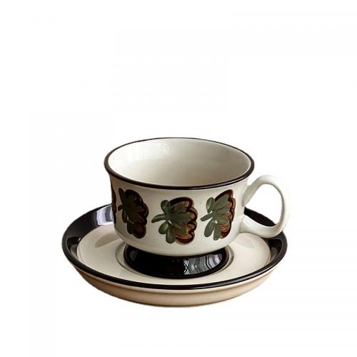 Ceramics Coffee Cup two piece dish & cups enamel PC