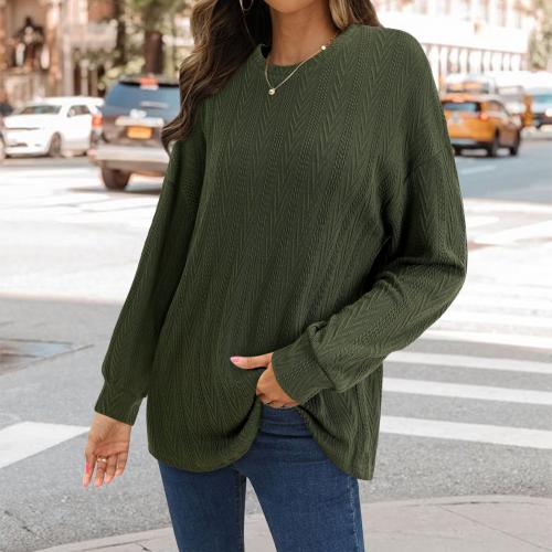 Polyester Slim Women Sweatshirts & loose knitted Solid green PC