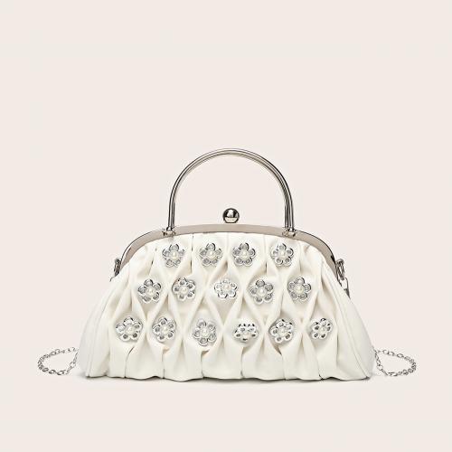 Polyester Easy Matching Clutch Bag with chain Plastic Pearl floral PC