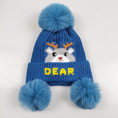 Caddice Children Ear Hat with fur ball & thermal knitted Cartoon : PC