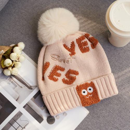 Caddice & Cotton Children Ear Hat with fur ball & thermal knitted Cartoon : PC