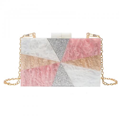 Acrylic hard-surface & Easy Matching Clutch Bag with chain mixed colors PC