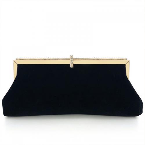 Velour Easy Matching Clutch Bag with chain & with rhinestone black PC