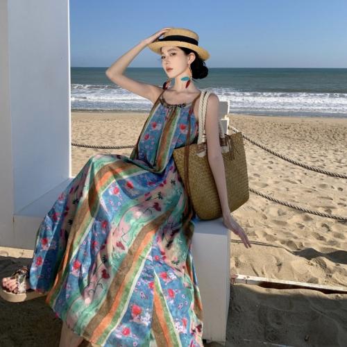 Poliestere Slip šaty Stampato Květinové vícebarevné kus