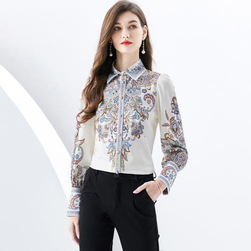 Polyester Slim Women Long Sleeve Blouses printed floral PC