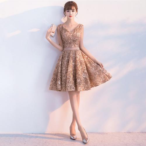 Polyester Slim & Plus Size Short Evening Dress patchwork floral PC