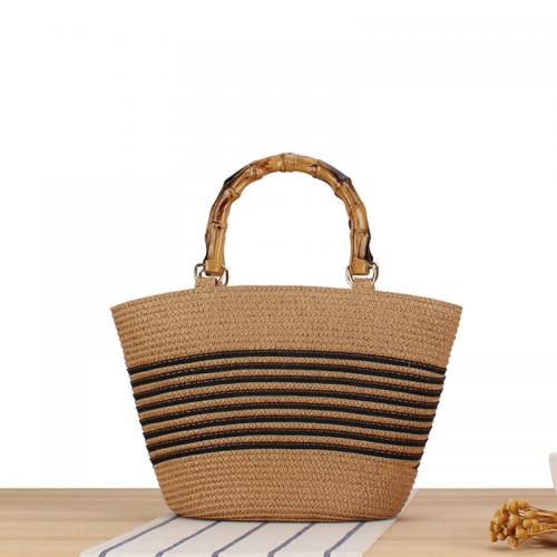 Paper Rope Beach Bag & Easy Matching Woven Tote striped PC