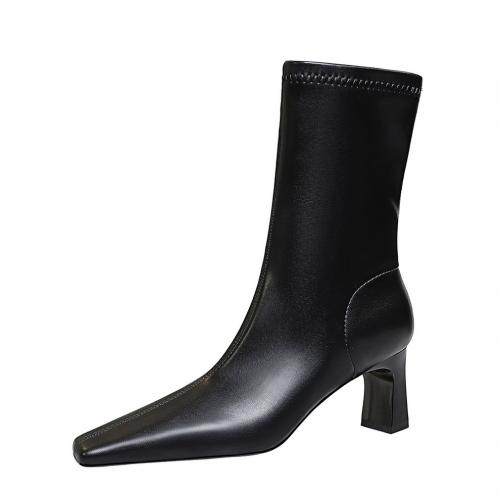 Rubber & PU Leather chunky Boots  & thermal Solid Pair