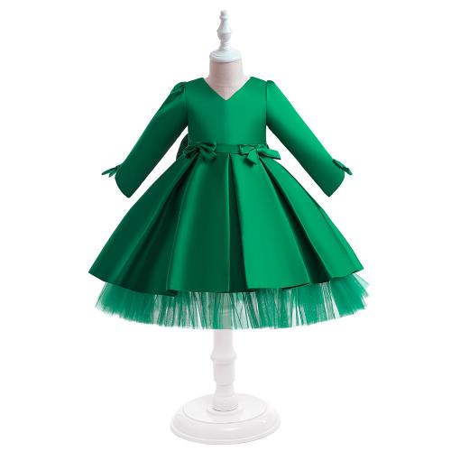 Gauze & Cotton zipper & Pleated & Ball Gown Girl One-piece Dress Solid PC