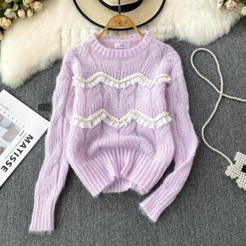 Polyester lace & Soft Women Sweater thermal Solid : PC