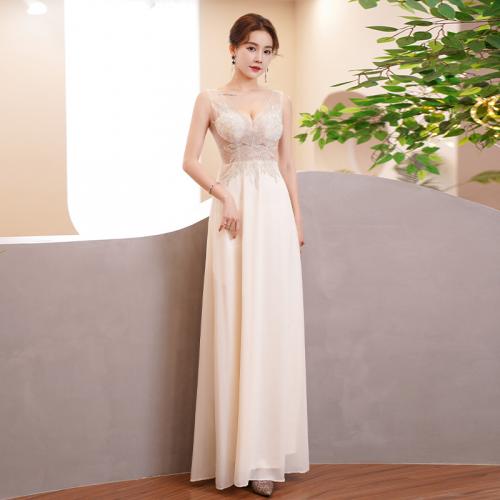 Polyester Slim & Plus Size Long Evening Dress patchwork Solid PC