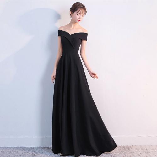 Polyester Slim & Plus Size Long Evening Dress Polyester patchwork Solid PC