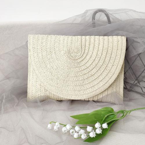 Paper Rope Envelope & Easy Matching & Weave Clutch Bag beige PC