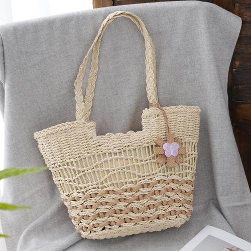 Paper Rope Beach Bag & Easy Matching Woven Shoulder Bag large capacity floral PC