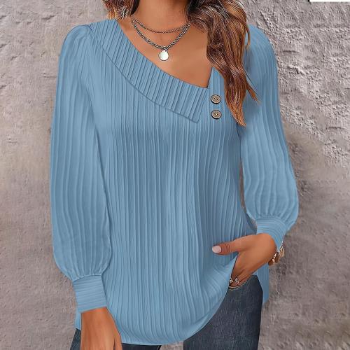 Polyester Women Long Sleeve T-shirt slimming & loose patchwork Solid PC