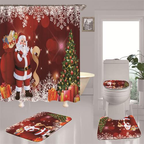Polyester Punch-free & Waterproof Shower Curtain christmas design printed PC