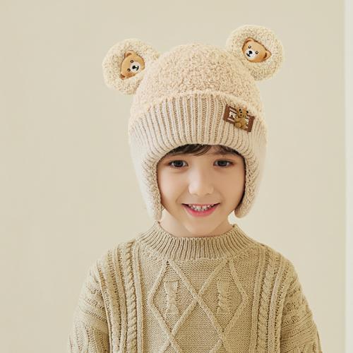 Polyester Children Ear Hat thermal & unisex knitted PC