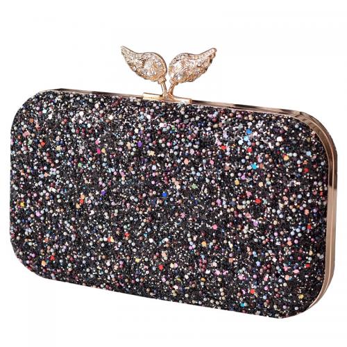 Metal & PU Leather & Sequin hard-surface & Easy Matching Clutch Bag with chain & with rhinestone PC
