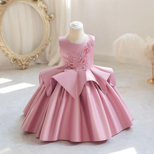 Polyester Princess & Ball Gown Girl One-piece Dress Polyester patchwork Solid PC