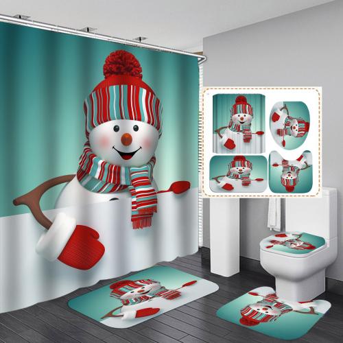 Polyester Shower Curtain christmas design & waterproof printed PC