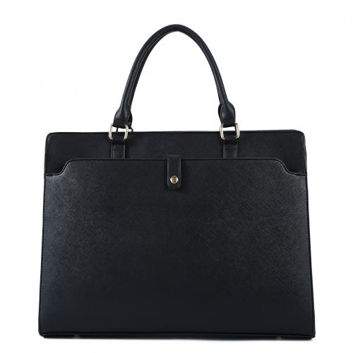PU Leather Briefcase large capacity & attached with hanging strap black PC