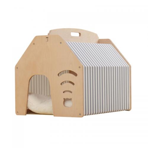 Cloth & Wooden portable Pet Bed portable & thermal striped PC