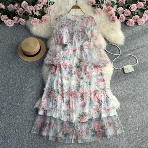 Polyester Waist-controlled One-piece Dress & breathable shivering white PC