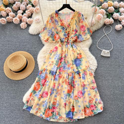 Chiffon Waist-controlled One-piece Dress breathable shivering : PC