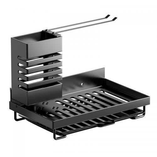 Carbon Steel Kitchen Drain Rack for storage & durable stoving varnish black PC