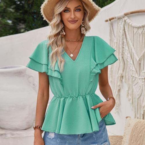 Polyester Waist-controlled Women Short Sleeve Blouses slimming Solid PC