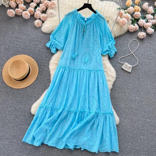 Polyester Waist-controlled One-piece Dress & breathable Solid blue PC