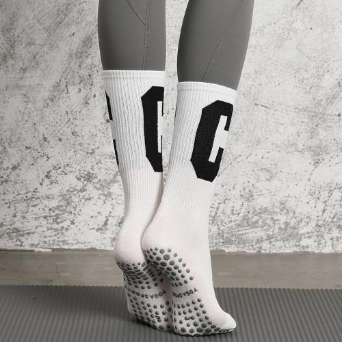 Cotton Women Yoga Sock sweat absorption & anti-skidding Spandex letter : Pair