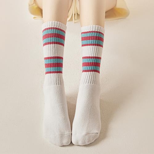 Cotton Short Tube Socks sweat absorption & thermal striped : Pair