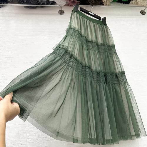 Polyester High Waist Maxi Skirt slimming patchwork : PC