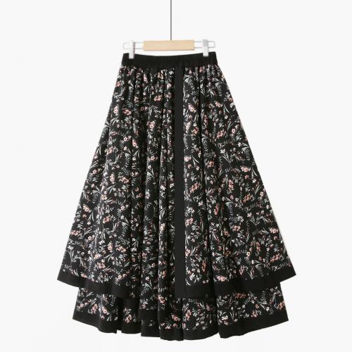 Polyester & Cotton High Waist Maxi Skirt slimming printed shivering : PC