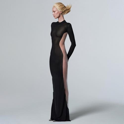 Polyester Slim One-piece Dress black PC