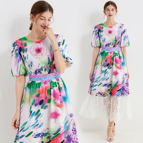 Polyester Robe d’une seule pièce Imprimé Floral multicolore pièce