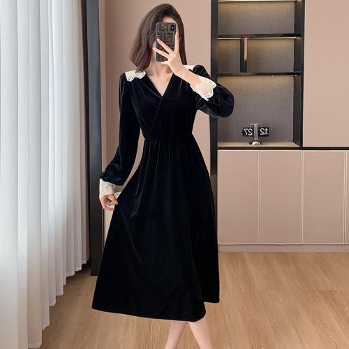 Polyester Waist-controlled One-piece Dress black PC