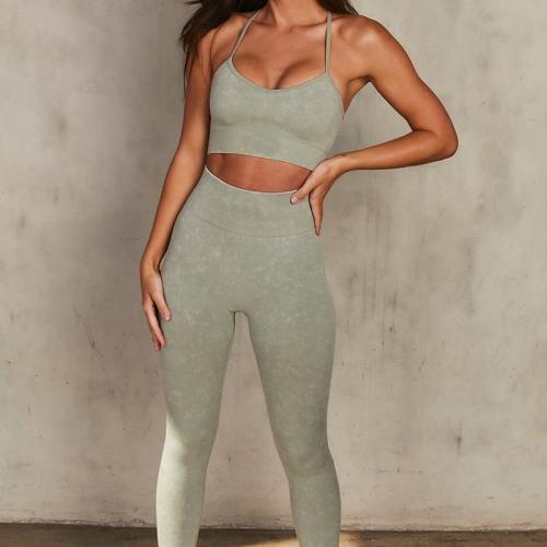Polyamide & Spandex Women Yoga Clothes Set & two piece Pants & camis Solid Set