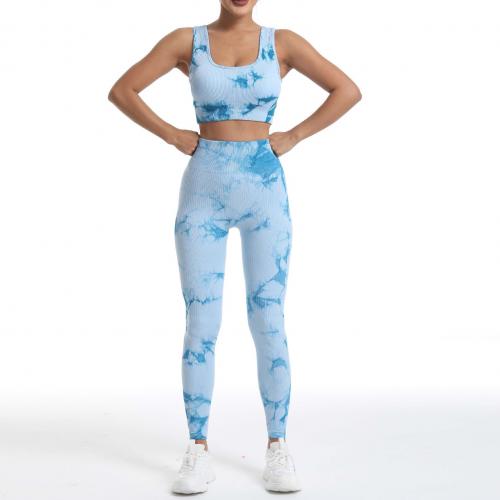 Polyamide & Spandex Quick Dry Women Yoga Clothes Set & two piece Sport Bra & Pants Tie-dye Solid Set