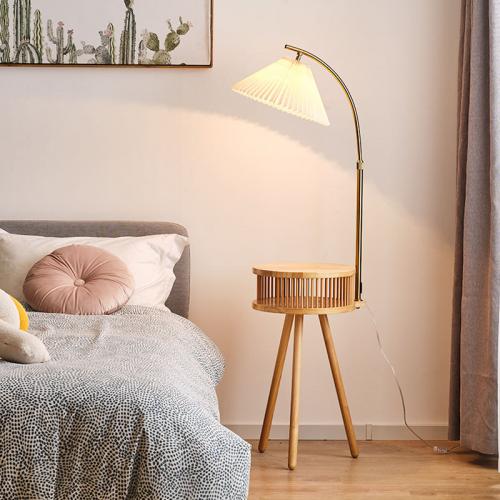 Cloth & Metal & Wood Adjustable Light Color & remote control Floor Lamps PC