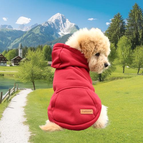 Polyester With Siamese Cap Pet Dog Clothing & thermal Solid red PC