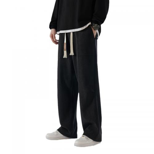 Polyester Men Casual Pants fleece & thicken & loose & thermal Solid PC